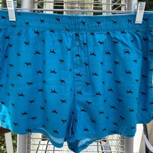 PINK Victoria's Secret Blue Sleepwear with Black Dog Design